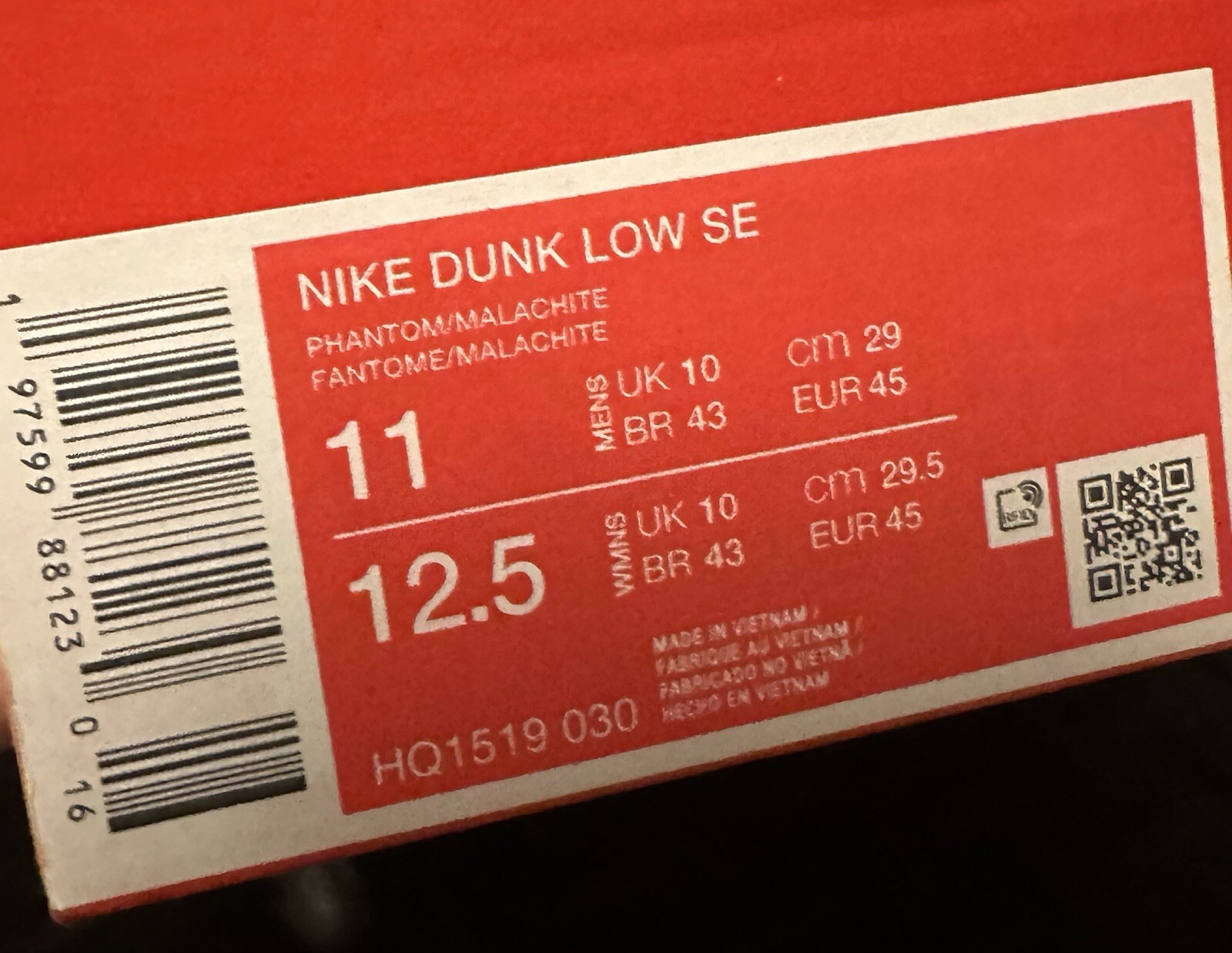 Nike Dunk Low “White Malachite Green Gum” | Size 11 | HQ1519-030 No Lid New