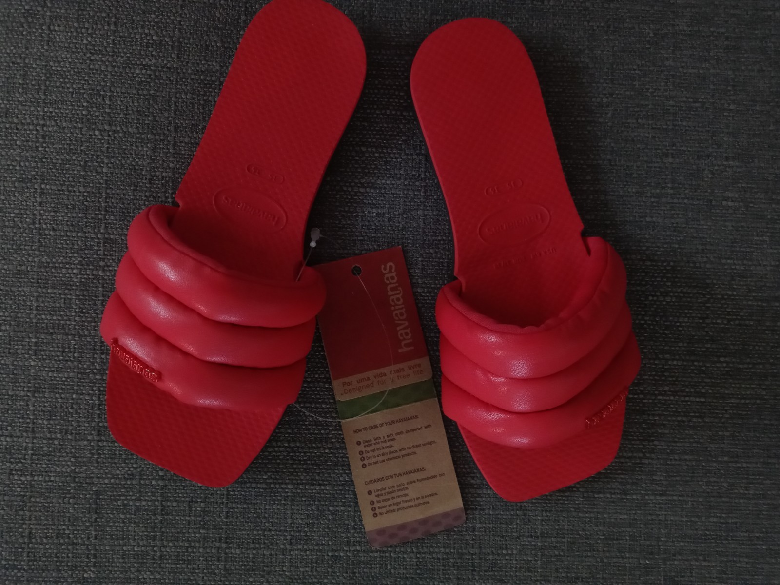 HAVAIANAS YOU MILAN SLIDES ROSE RUBI CUSHIONED SANDALS SIZE 6 NEW