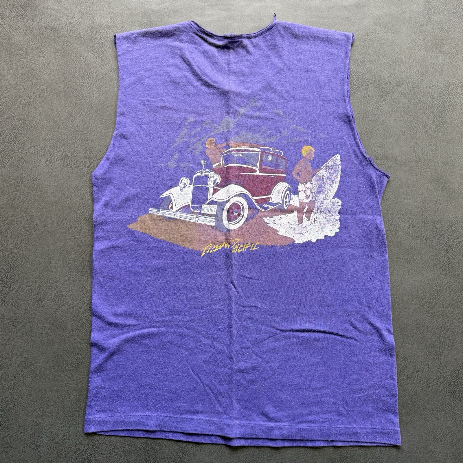 vintage 80s ocean pacific purple cut off tank top shirt