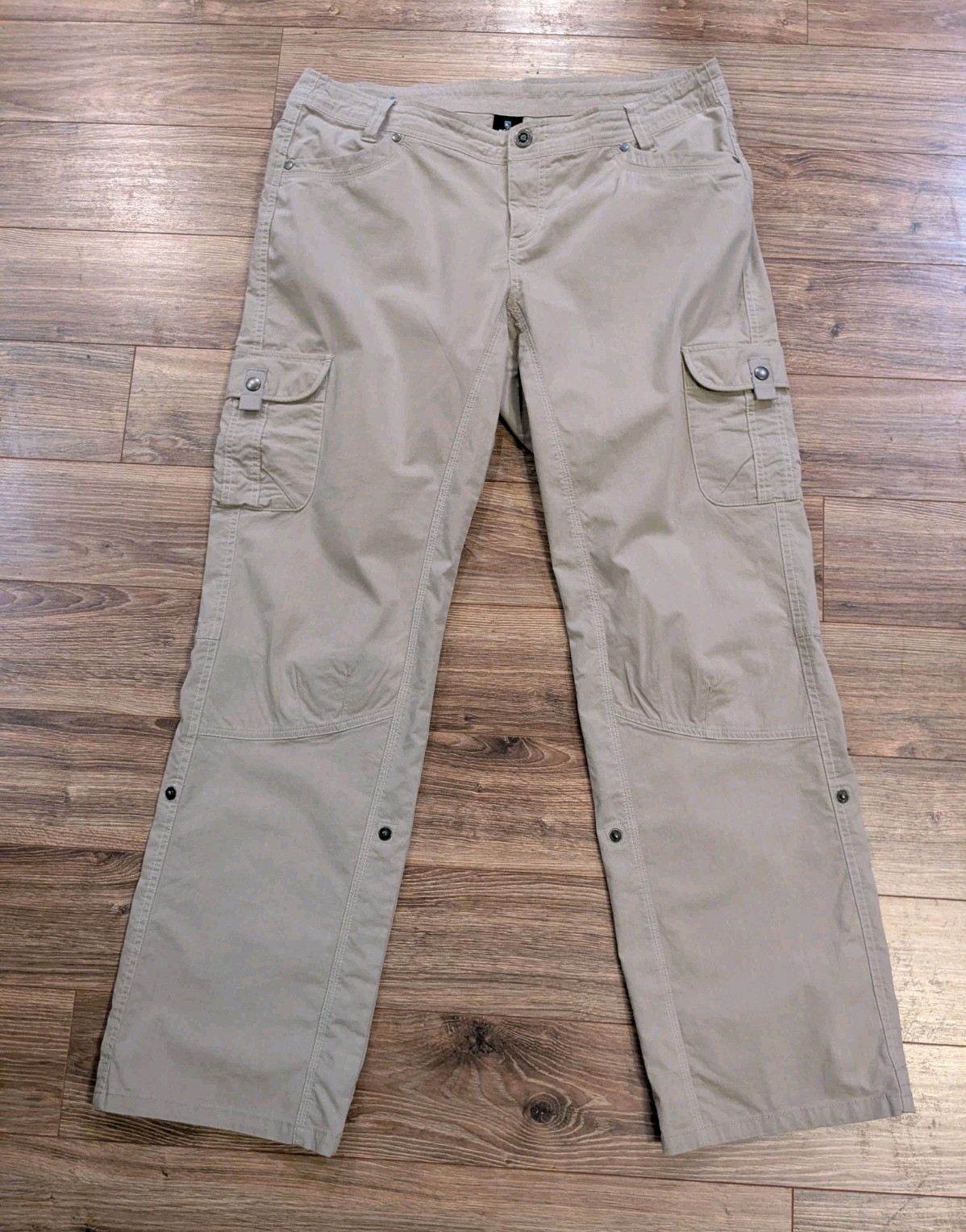 Kuhl Splash Roll-Up Hiking Cargo Pants Womens Beige Cotton Gorpcore 14R (34×32)