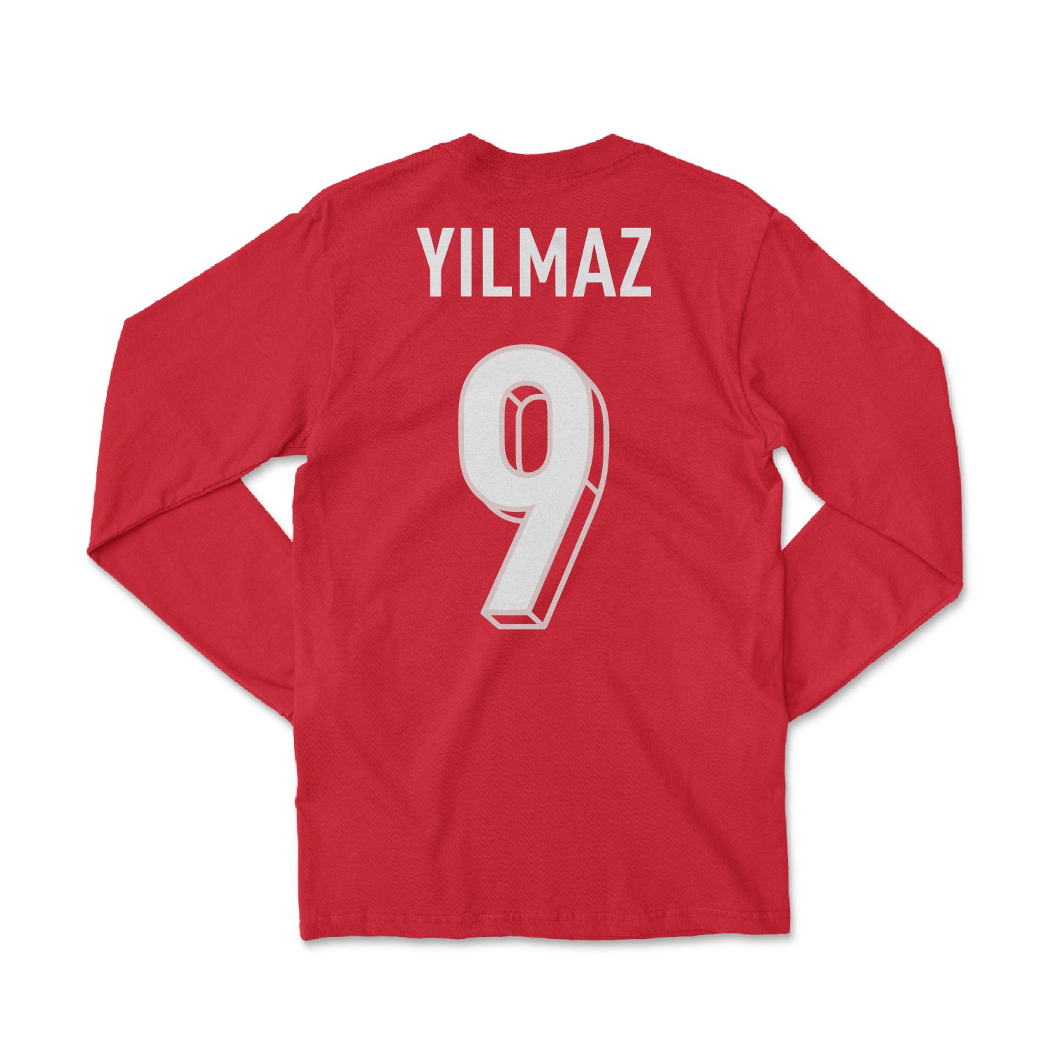 Turkiye Yilmaz 9 Soccer Inspired Jersey Style Long Sleeve T-Shirt