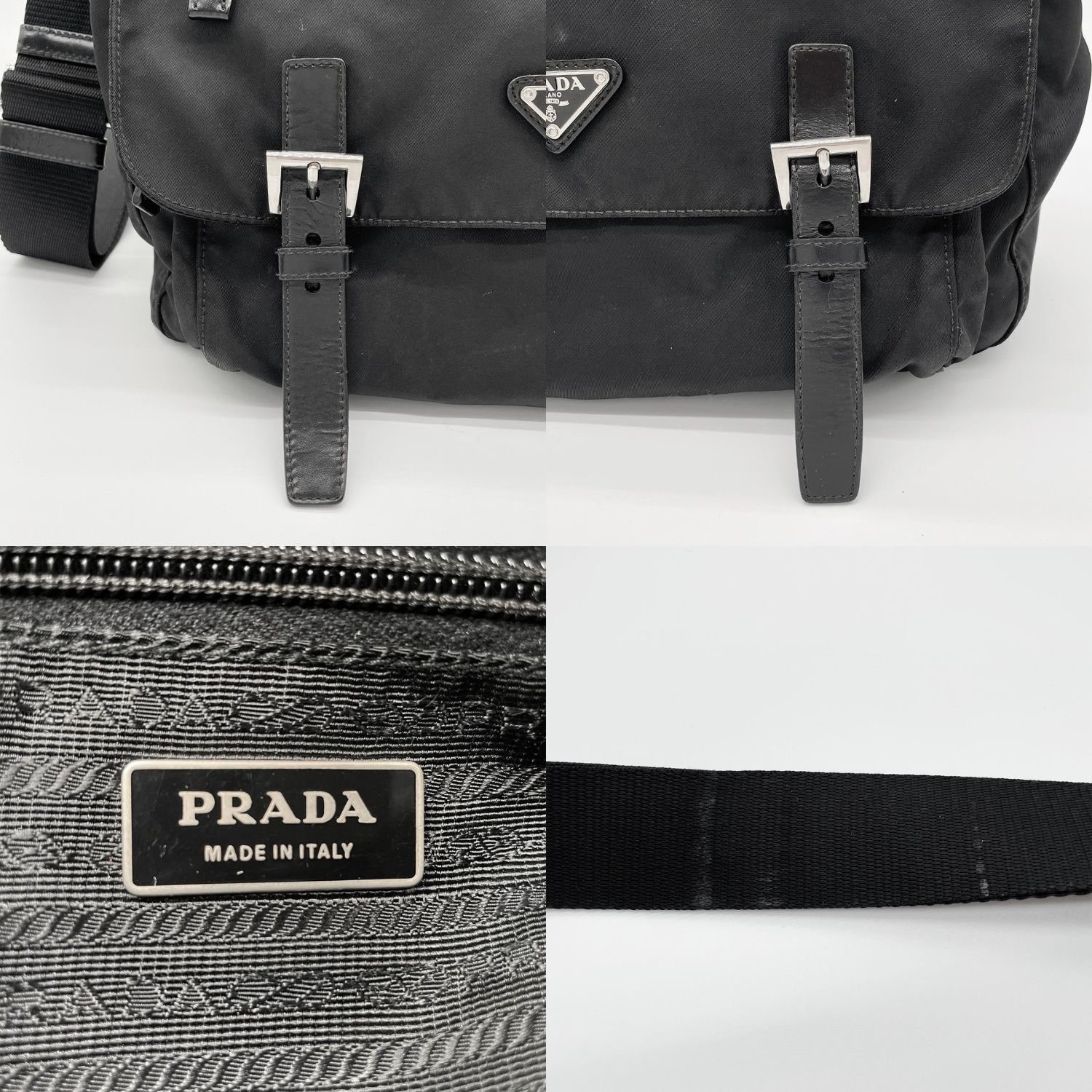 PRADA Nylon Shoulder Bag Messenger Bag Tesuto Pocono Triangle Plate Logo