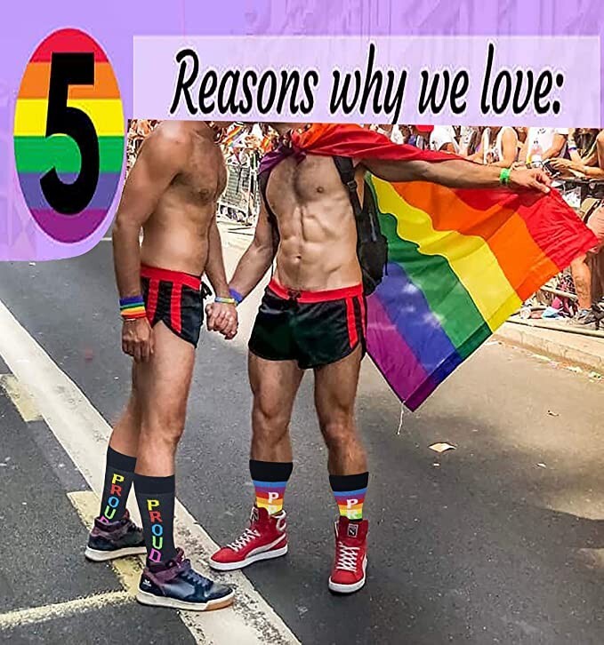Different Touch 4 Pairs Men or Women LGBT Gay Pride Novelty Dress Socks