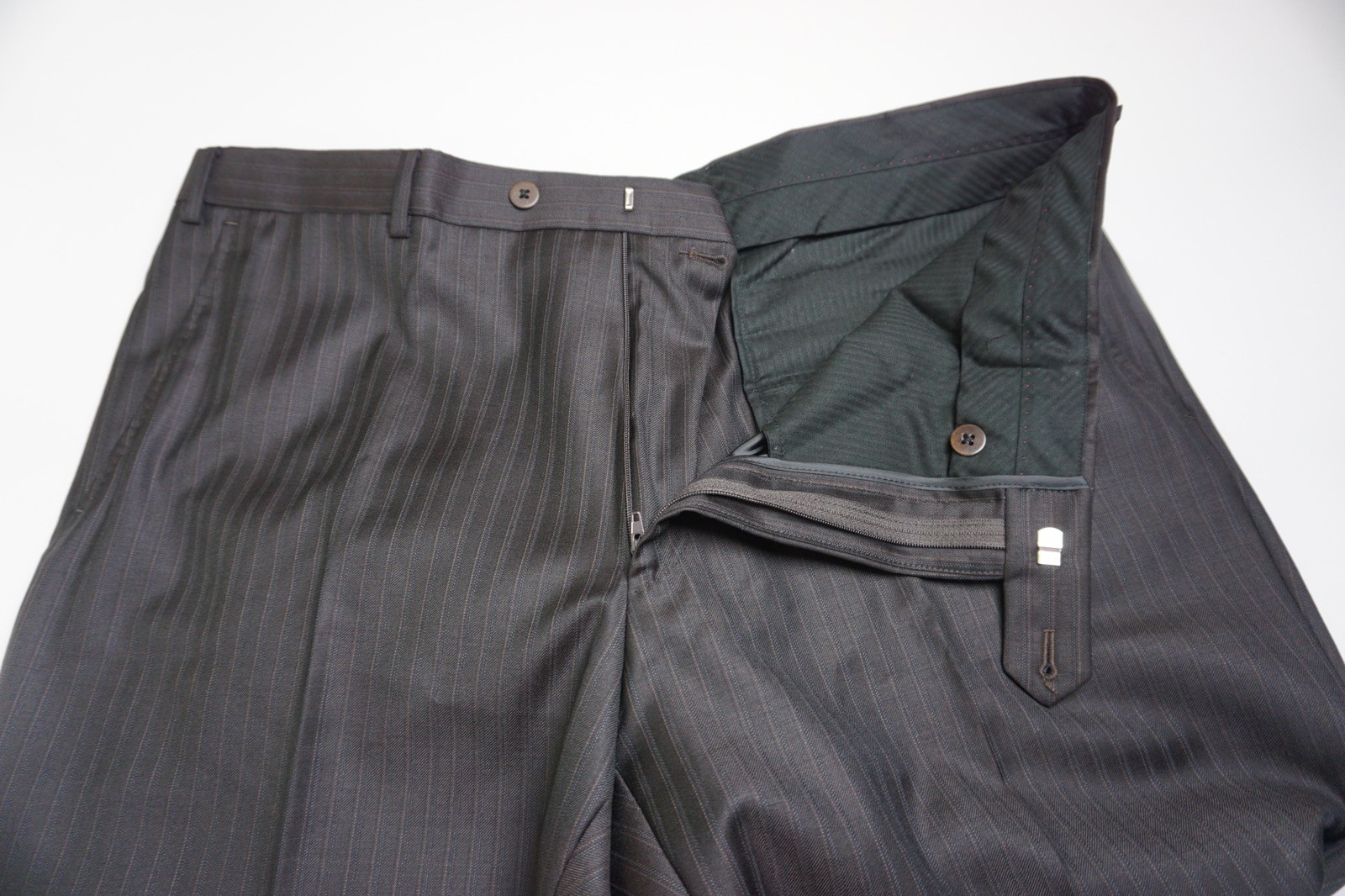 Sartoria Partenopea Brown Striped Wool 2 Pc Suit Jacket Pants 48R 58EU NEW