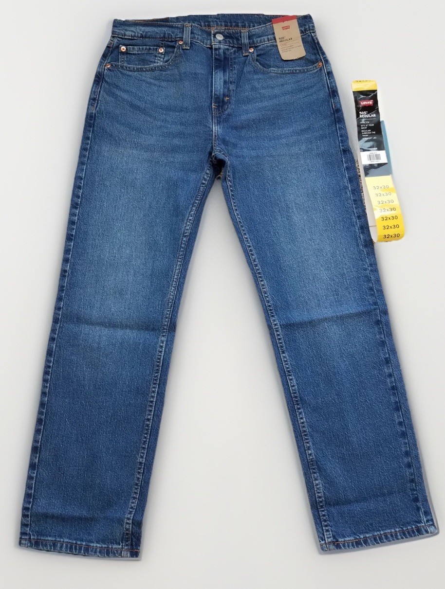 Levi’s 505 Mens jeans 32×30 regular fit straight leg medium wash blue