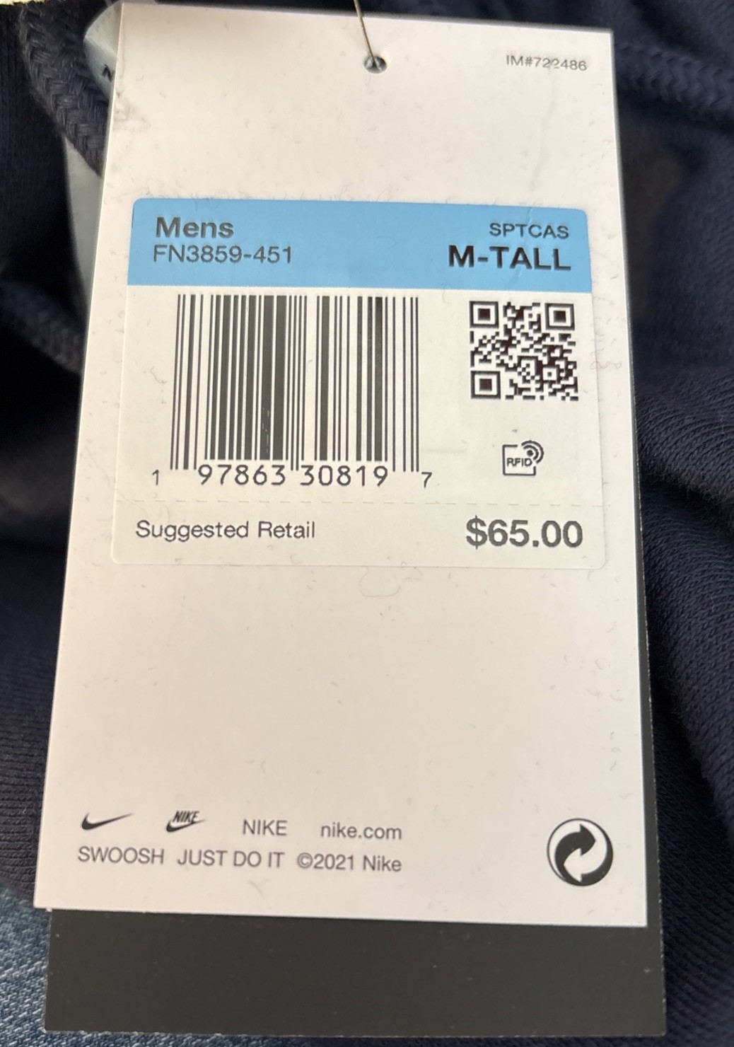Nike Sportswear Club Men’s Navy Blue Hoodie Fleece Sz Medium Tall FN3859-451 $65