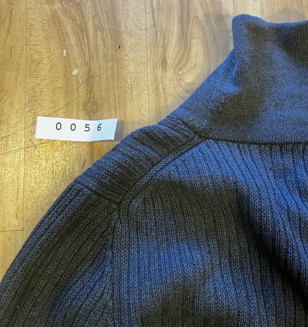 Duluth Trading Co Sweater Men L Blue Wool Blend Brigadier Shawl Collar Fisherman