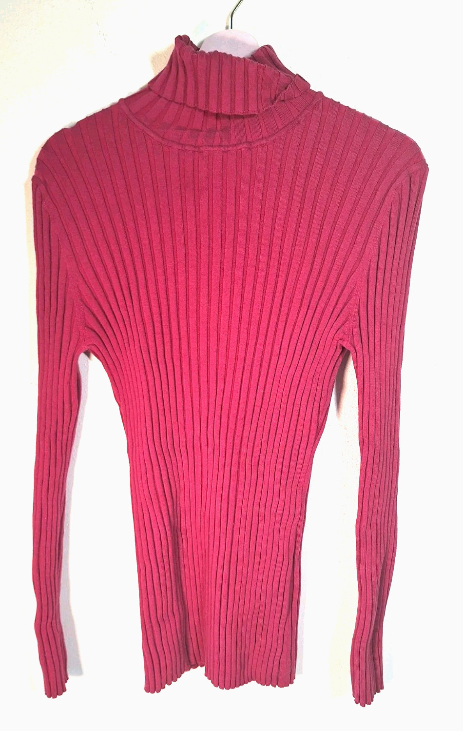 Sundance Womens Rib-knit Turtleneck XL Mauve Long Sleeve Cotton Nylon Span