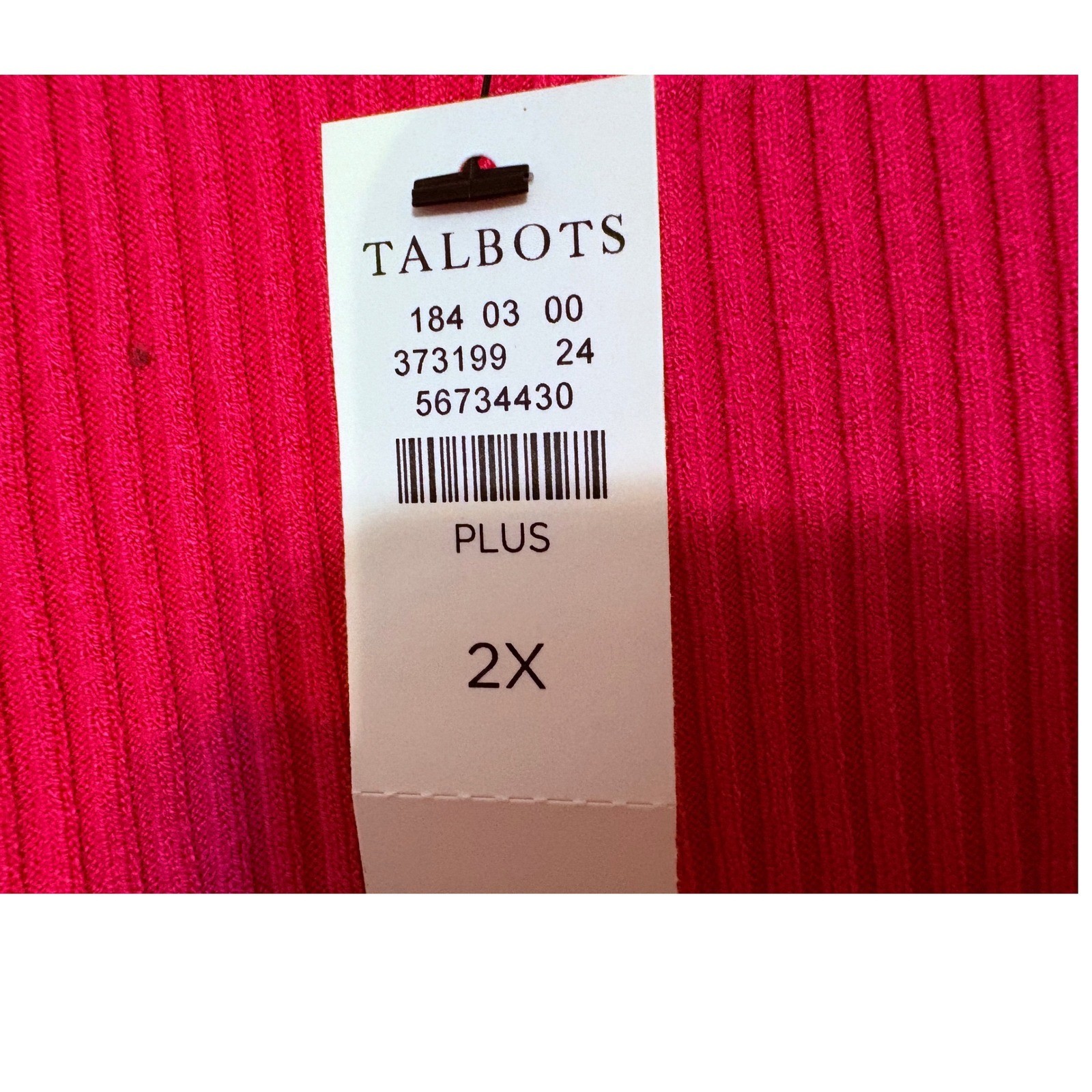 Talbots Raspberry Pink Knit Sweater Top Size 2X NWT