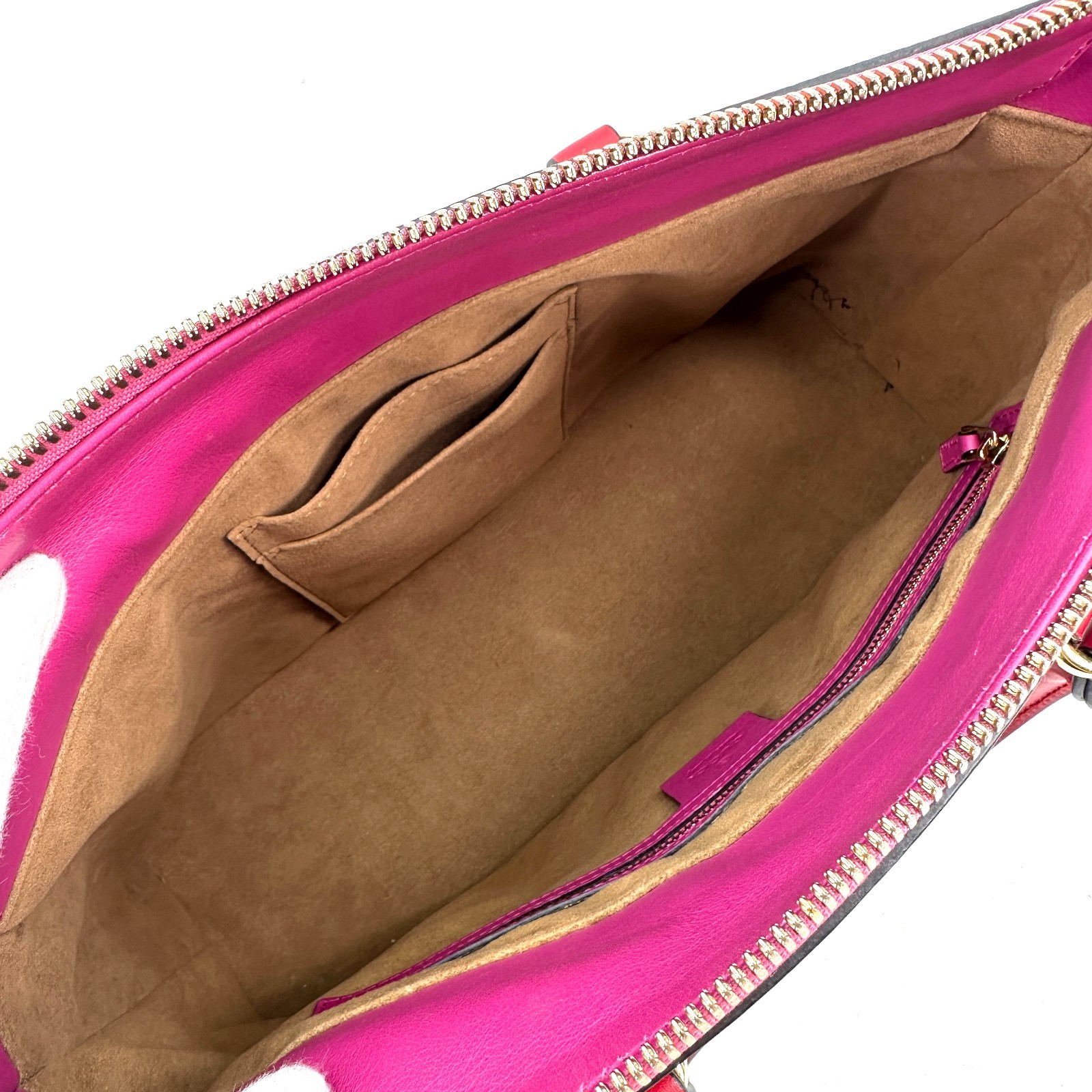 Gucci GG Supreme Monogram 2 Way Purse Bag Tote Pink