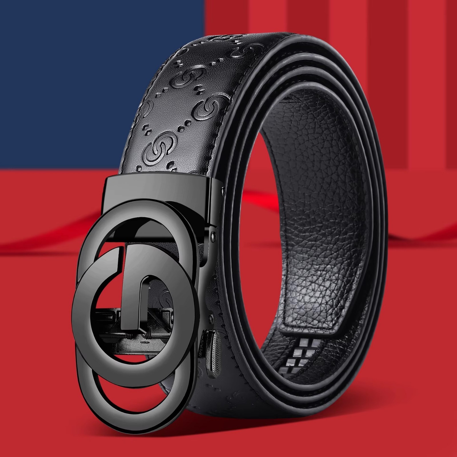 Mens PU Leather Belt Metal Buckle Casual Business Waist Belt for Jeans