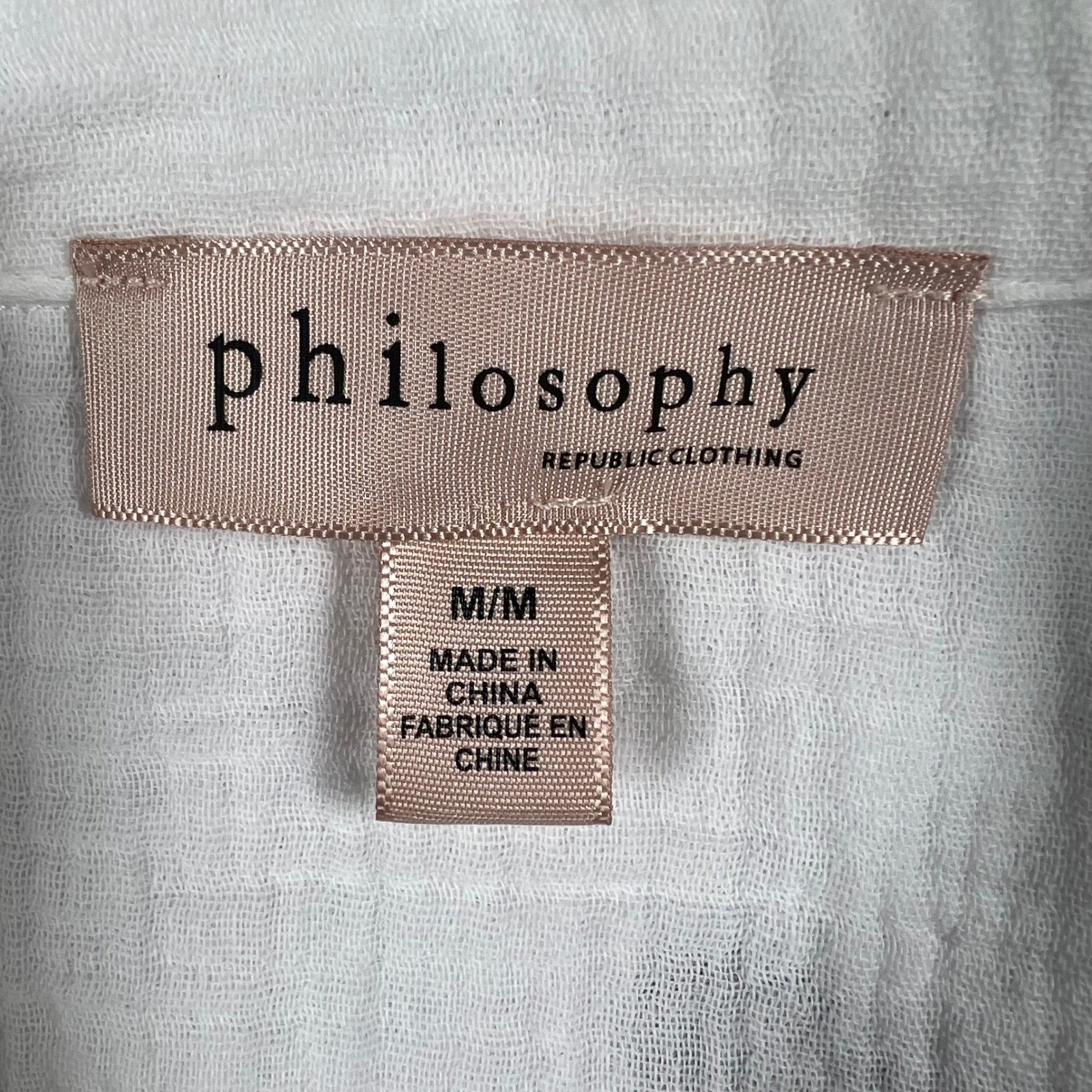 Philosophy Republic Clothing White Gauze Horse Embroidered Button Down Shirt M