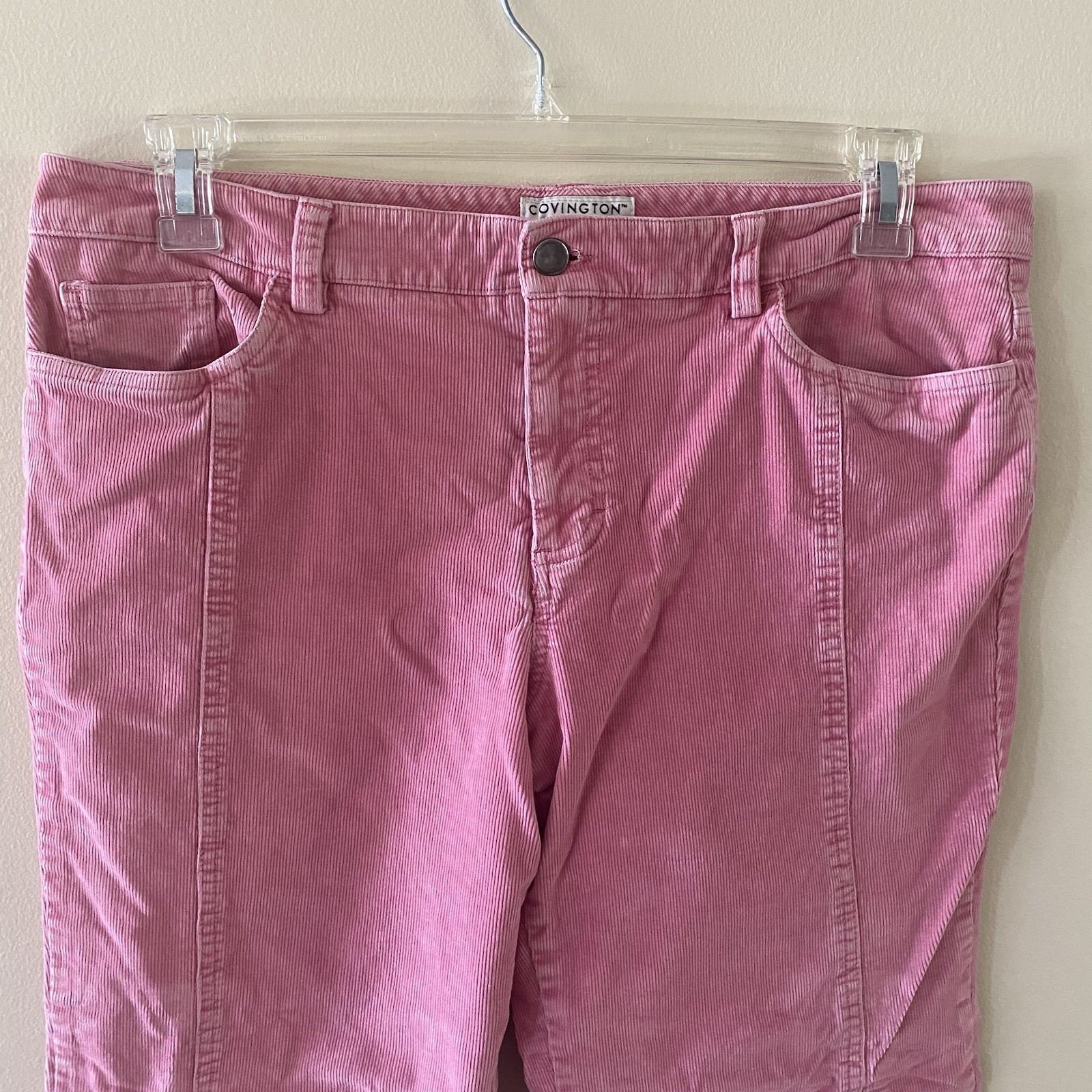 Vintage Covington Stretch Pink Corduroy Pants Women Sze 16 98% Cotton 2% Spandex