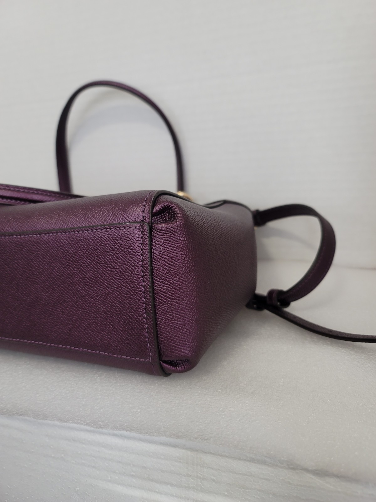 Coach Brook Carryall Shimmery Purple Satchel Top Handle Brass Hardware Logo