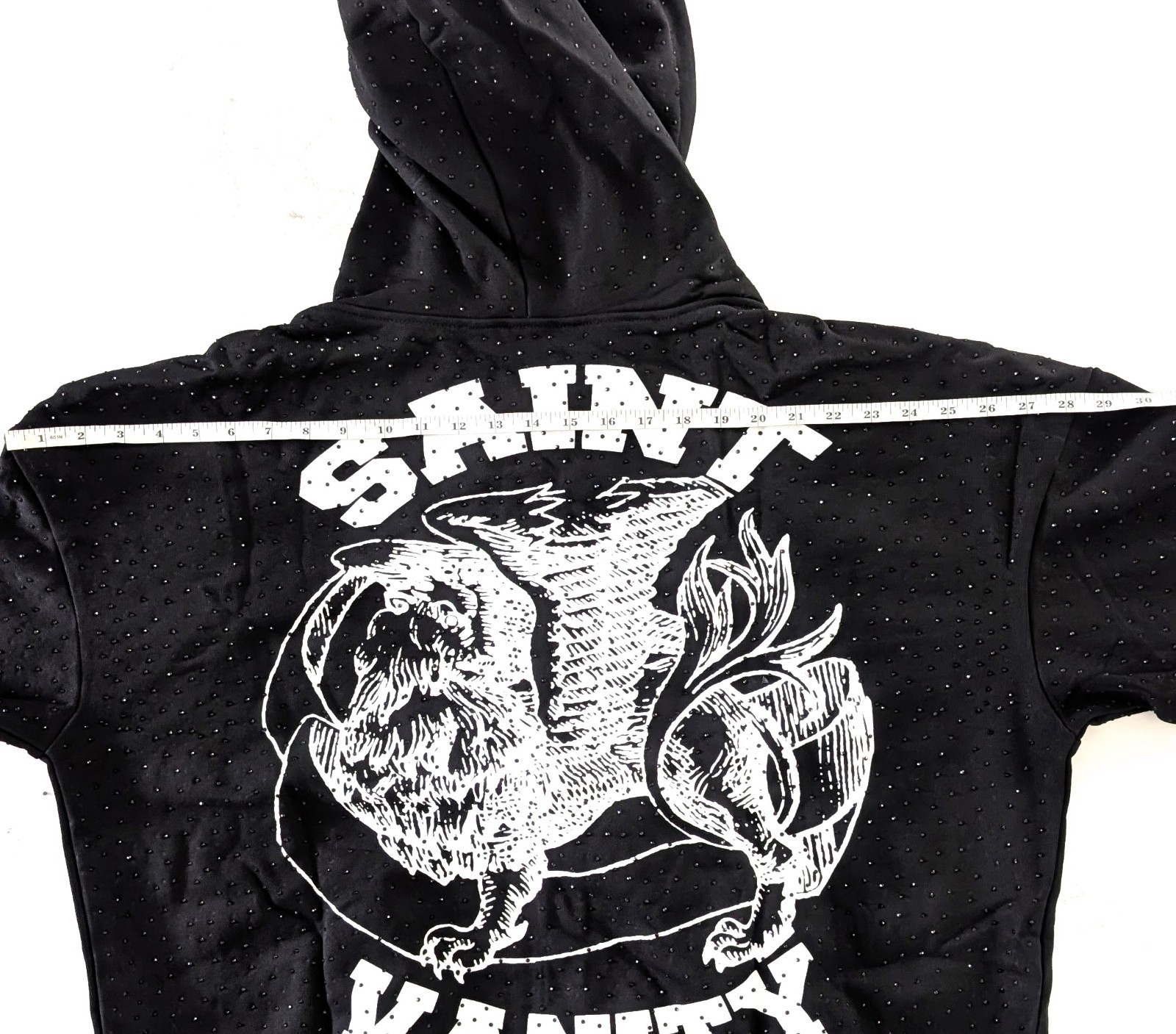 SAINT VANITY VVS Full Zip Hoodie Oreo Rhinestone Black Size L Printed Heavy 100