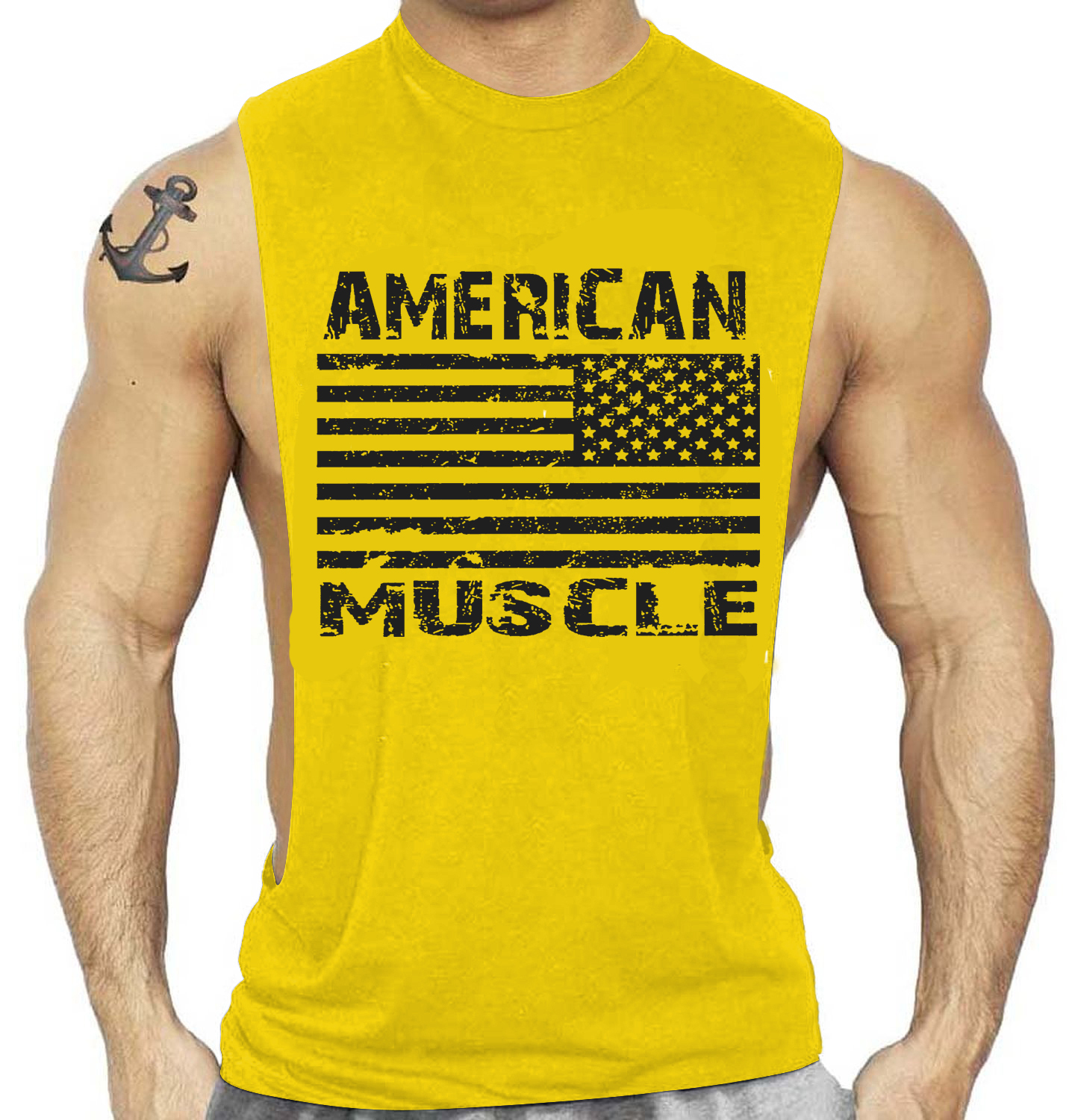 Men’s Gym Bodybuilding Workout Sleeveless Fitness American Muscle Tank Top Vest