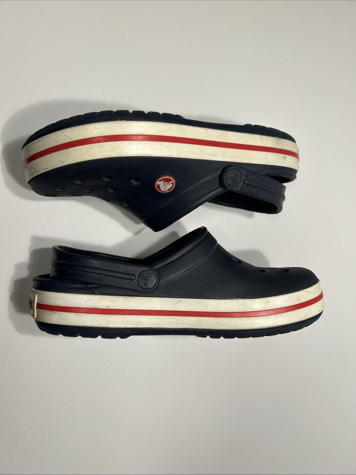 Crocs Crocband Navy, White, Red Clogs – Size M 4 / W 6