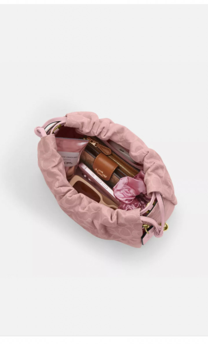 COACH Faye Drawstring Bag Signature Denim Light Pink CFD03 IMNH1