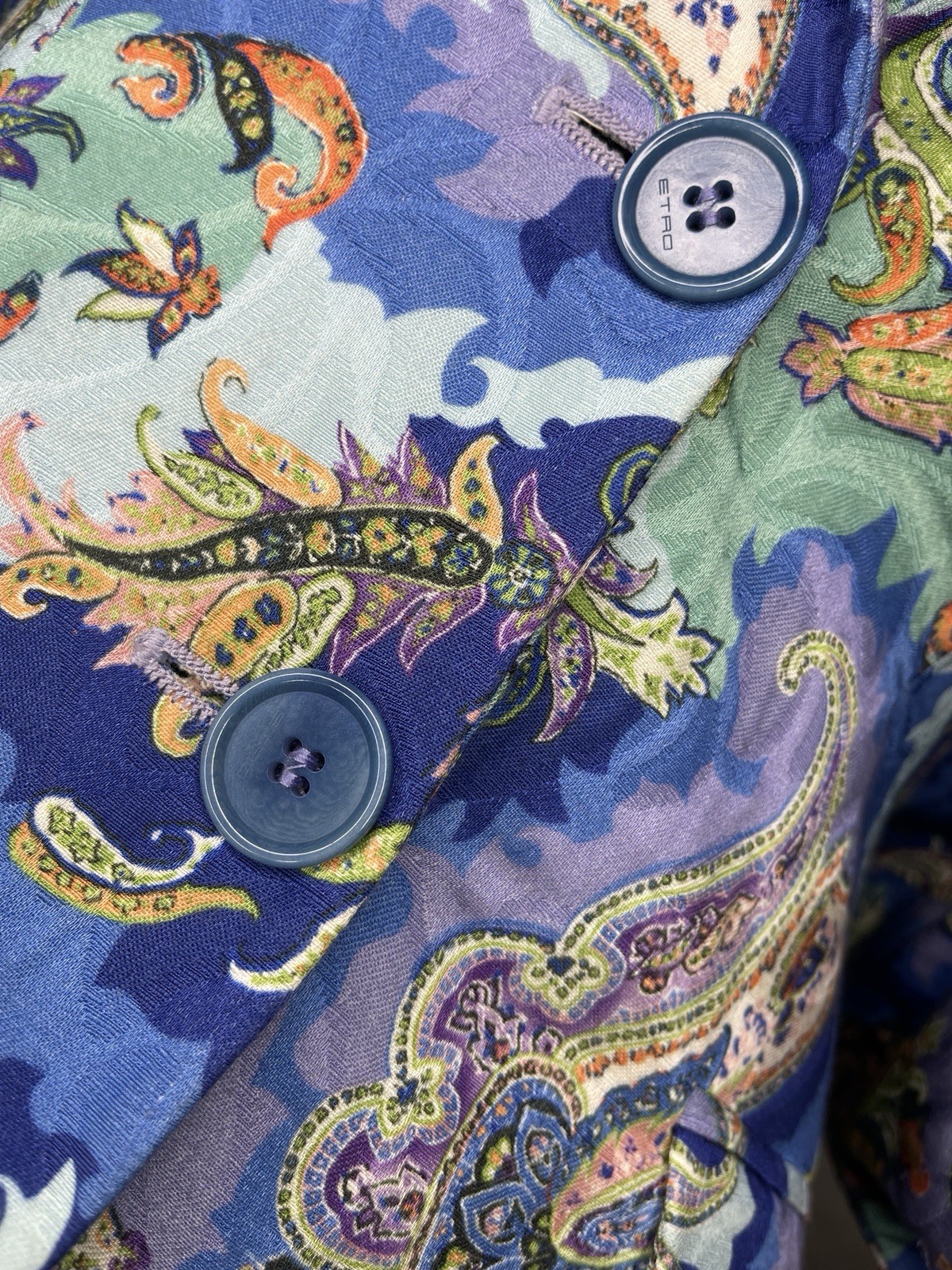 ETRO Milano Paisley Blazer IT 40 Made in Italy Blue Cotton Luxury Jacket