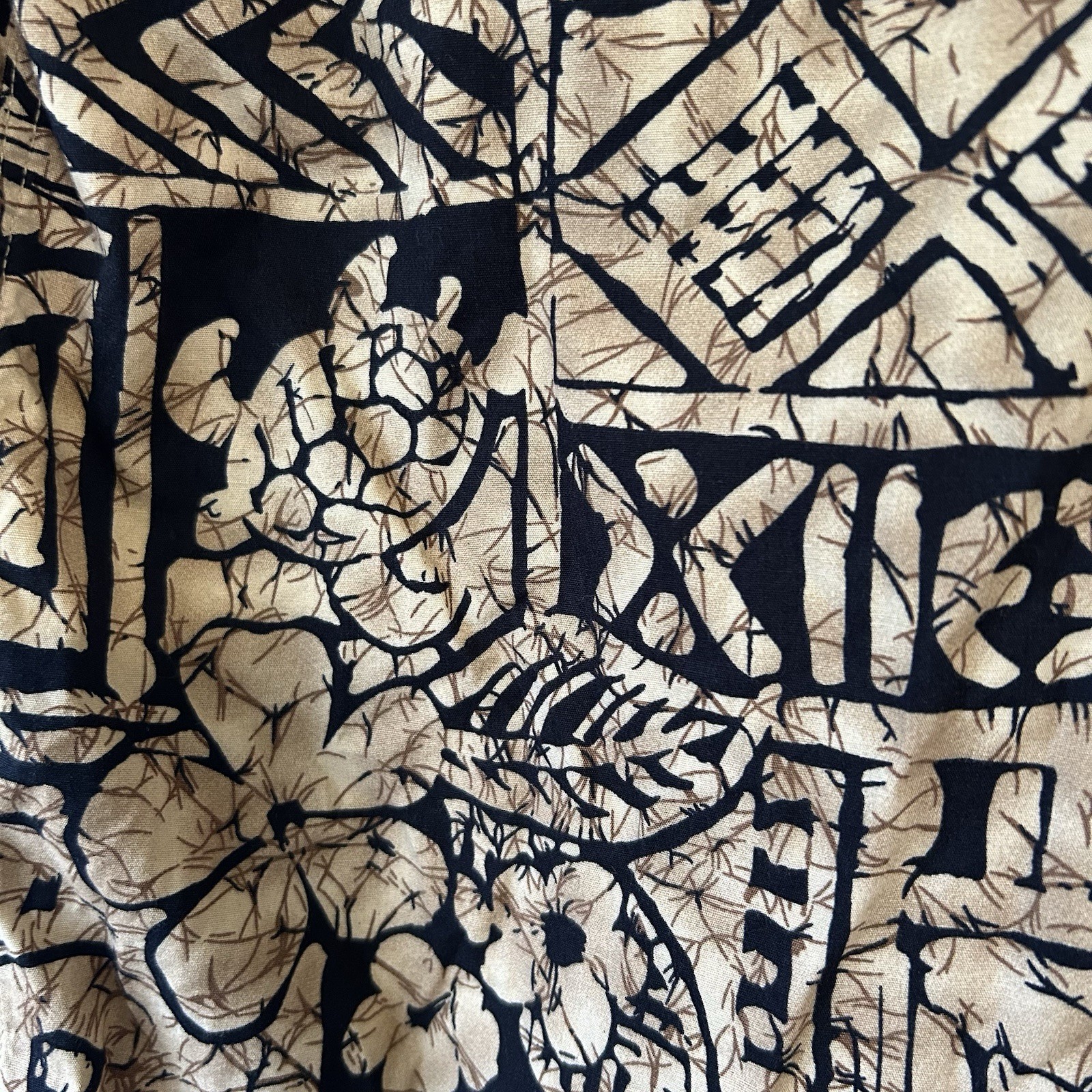 Favant Hawaiian Aloha Shirt Mens M Tapa Honu Fish Pattern Matched Pocket Cotton