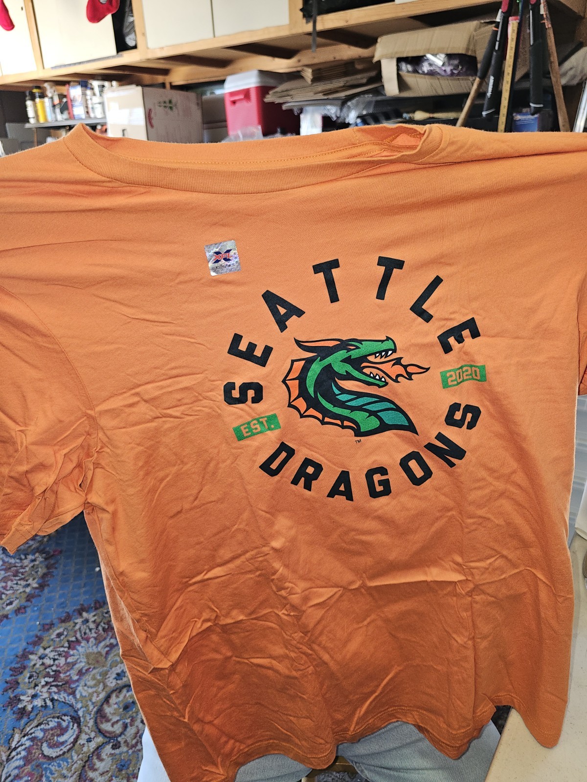 Mens Orange 2xl XFL Seattle Dragons T-shirt