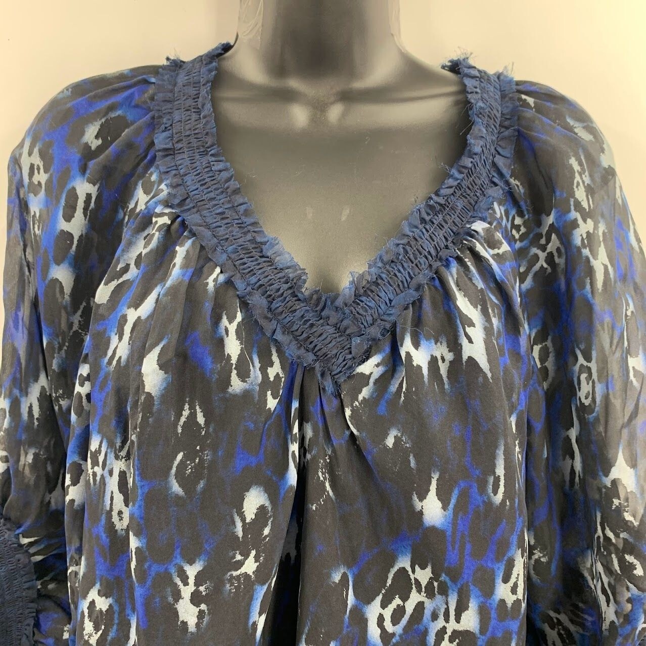 Ramy Brook Women’s Leopard 100% Silk Printed Bea Long Sleeve Top Size XXS