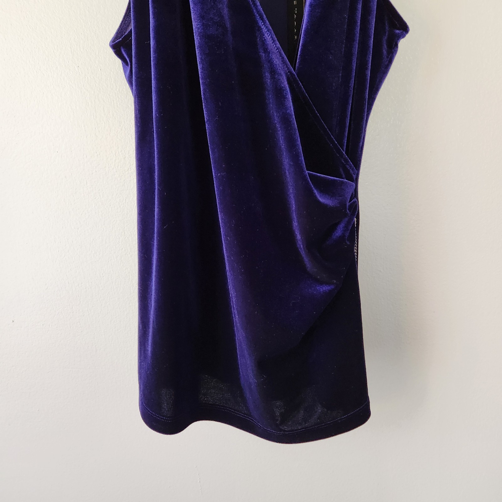 Elie Tahari Top Womens M Navy Velour Blouse Jaye Knit Evening Holiday Designer