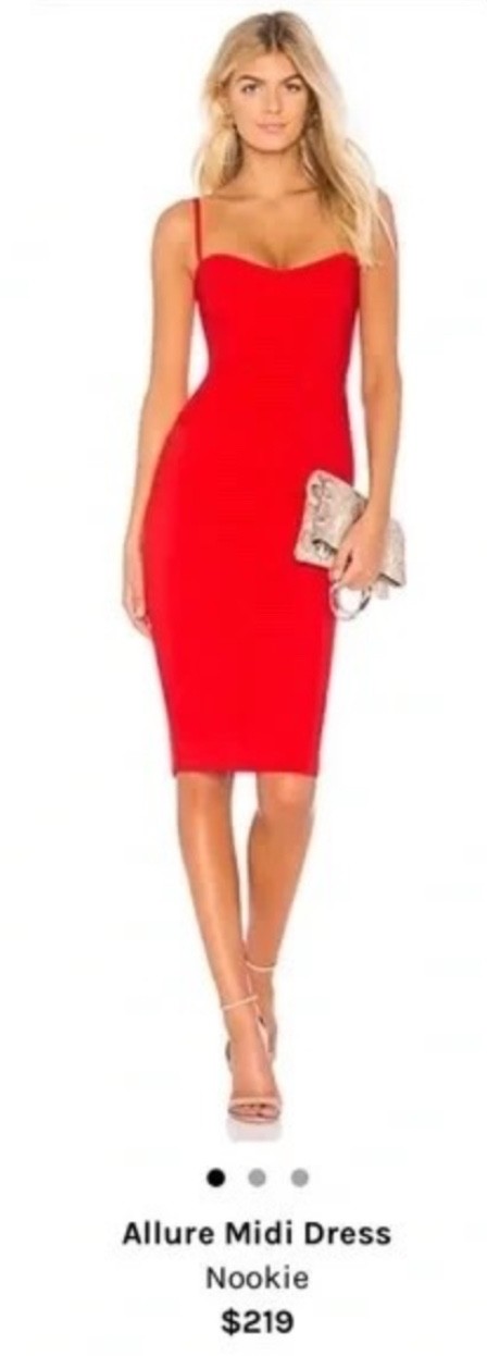 NWT $219 NOOKIE “Allure” Sleeveless Midi Pencil dress – Cherry Red – Medium M