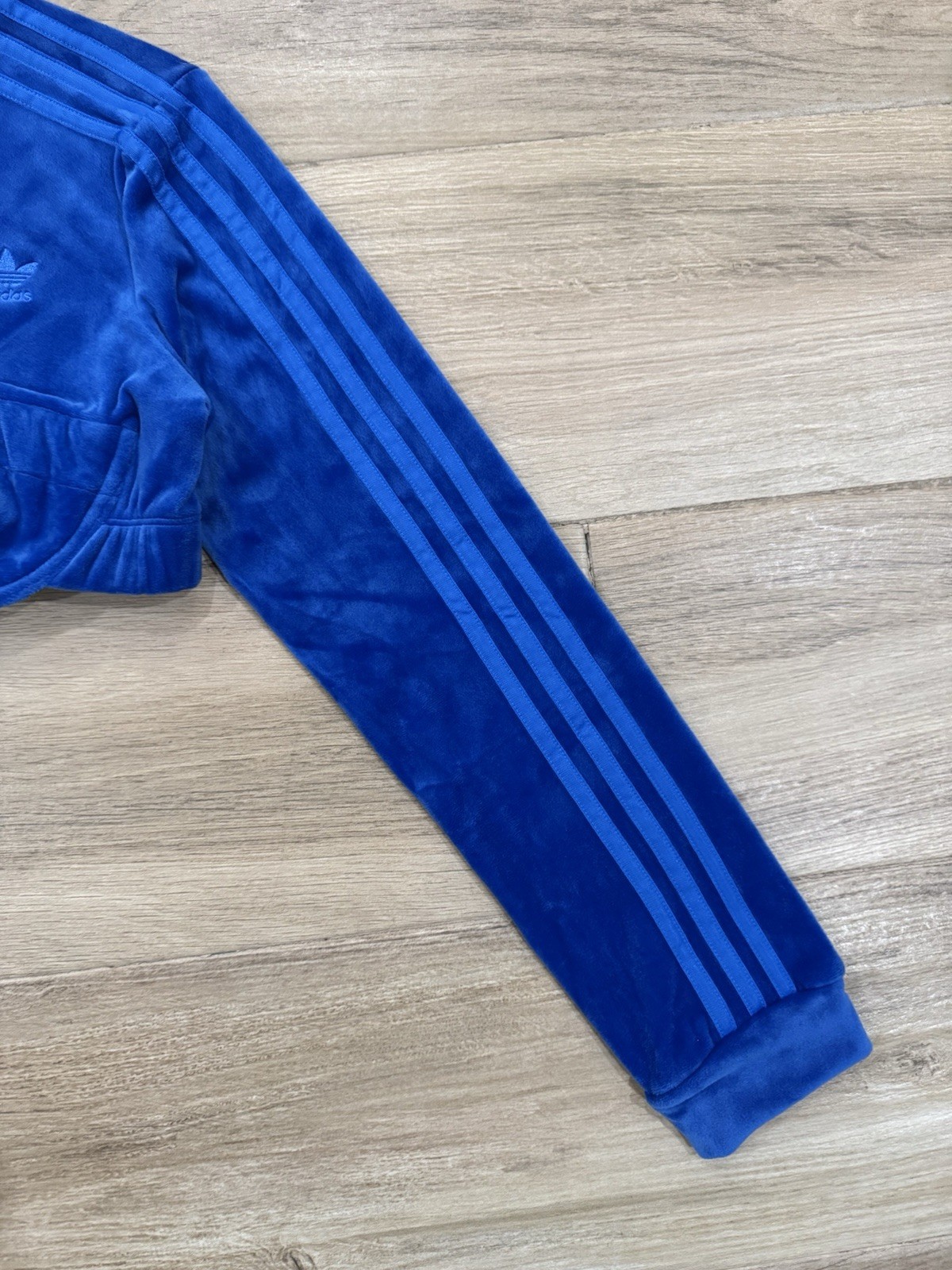 Adidas Jeremy Scott Velour Track Jacket LARGE Cropped Zip Designer Streetwear