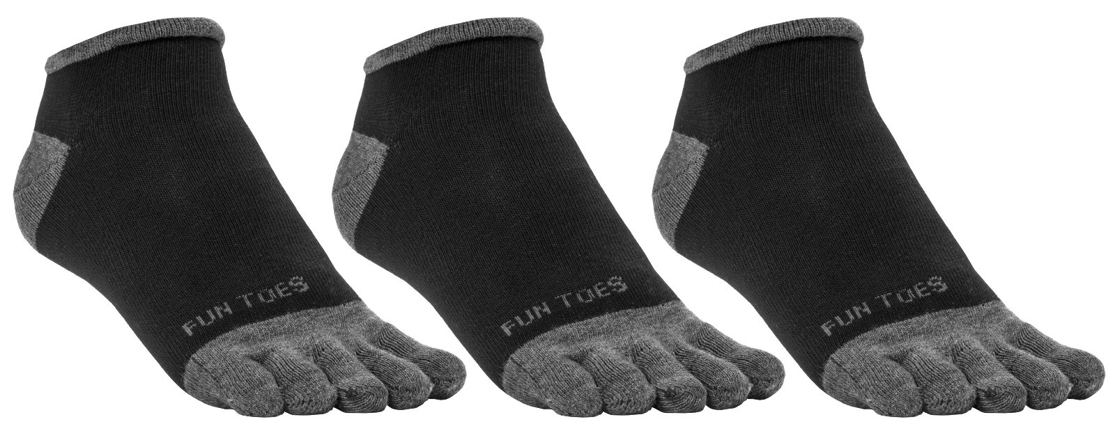 FUN TOES Men Toe Socks 3 Pairs Size 10 13 Shoe 6 12.5 Great for toe shoes Black