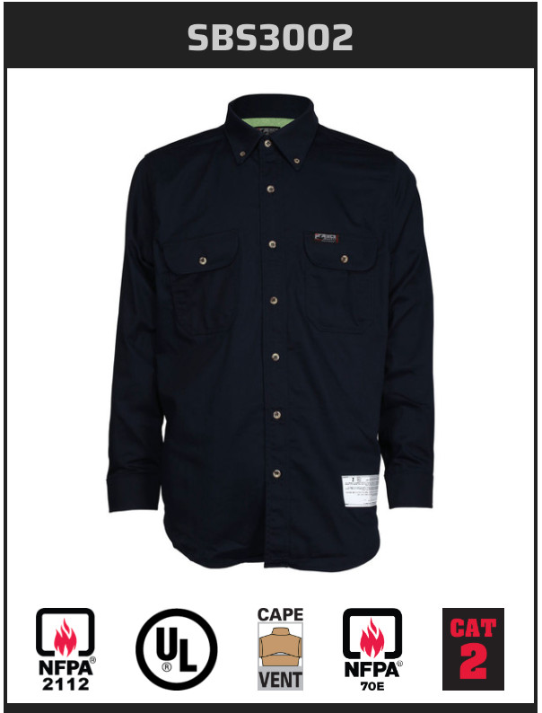 SBS3002 – MCR Safety Summit Breeze® Flame Resistant (FR) Work Shirt – Navy L