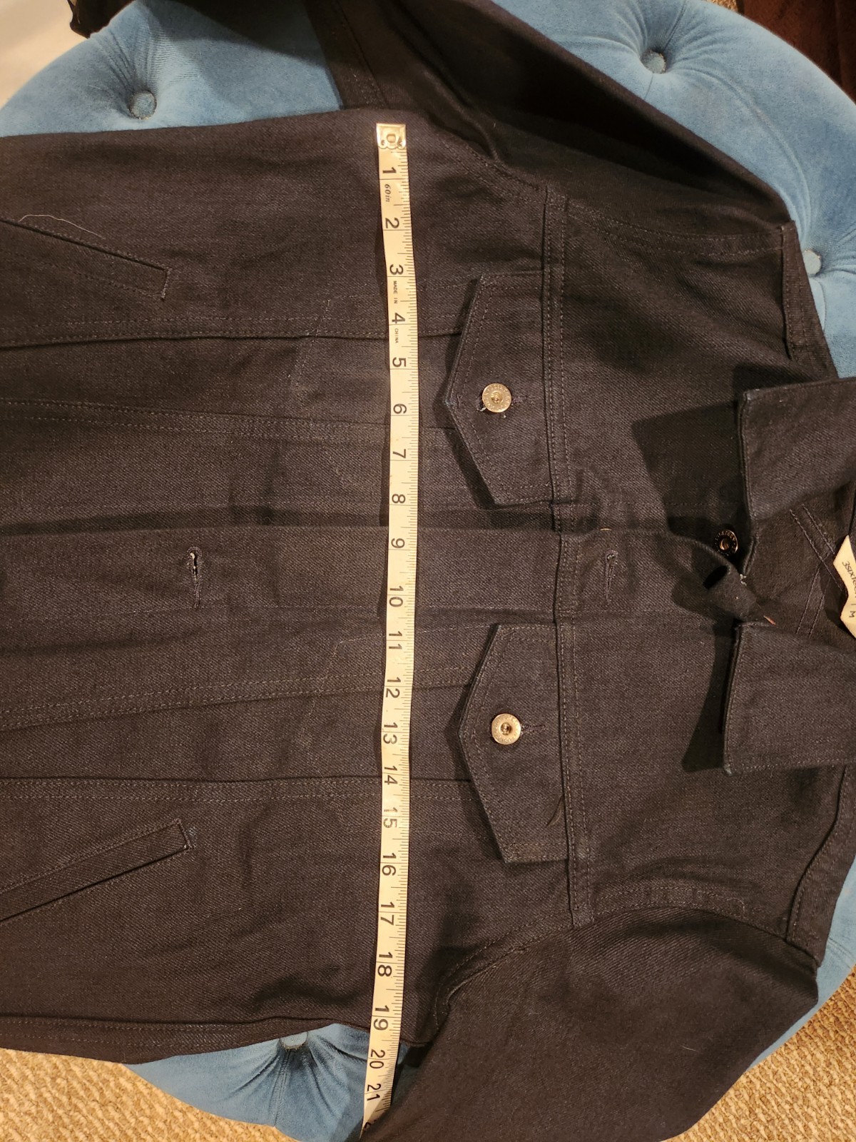 3 Sixteen Men’s Medium Denim Jacket 14 oz Shadow Selvedge Raw Indigo
