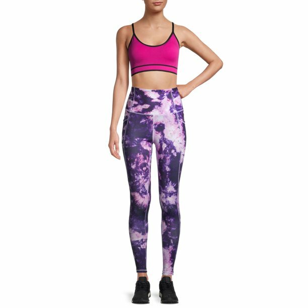AVIA SEAMLESS LOW IMPACT SPORTS BRA MAGNETA PINK BLACK BRA PADS NYLON/SPAN XXL