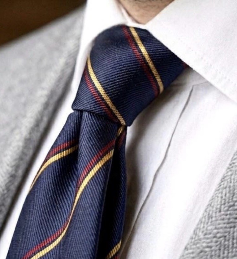 E.Marinella Vintage Tie Silk Jaquard Striped Pattern Blue Red Yellow Rare Piece