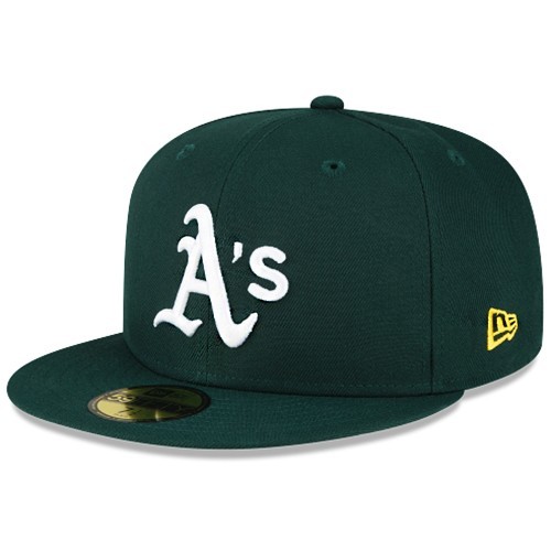 New Era Oakland Athletics Fitted Hat MLB 9X World Champ Patch Yellow Under Brim