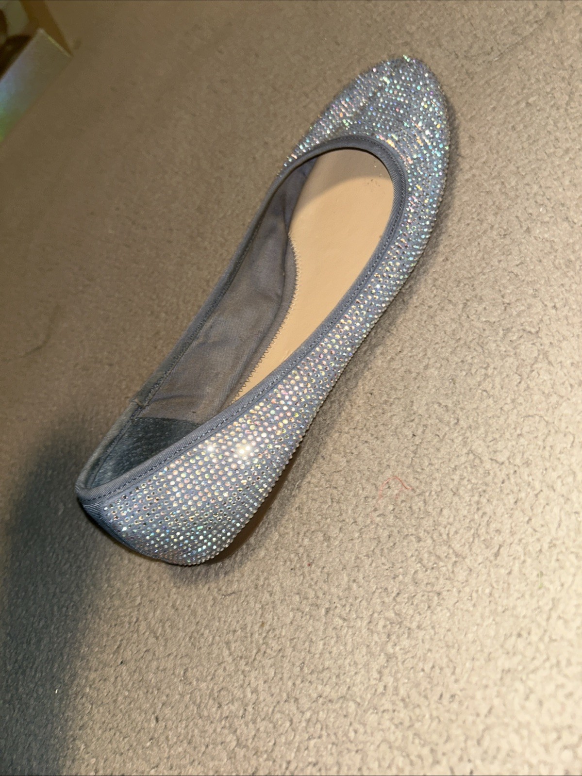GIANNI BINI Blue Sequin Rhinestone Slip On Ballet Flats Shoes Size 9.5