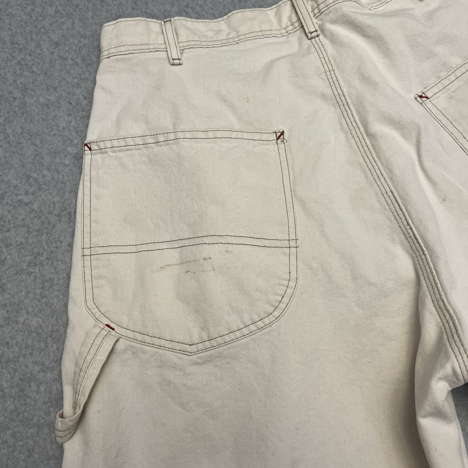 Polo Jeans Shorts Men’s 34 Beige Carpenter Hammer Loop Baggy Wide Leg Flag Logo