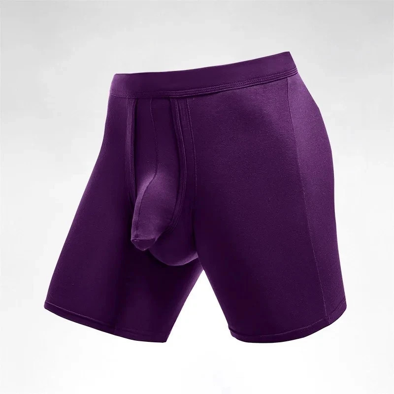 Men Bamboo Long Leg Boxer Briefs Soft Comfort Breathable Underwear