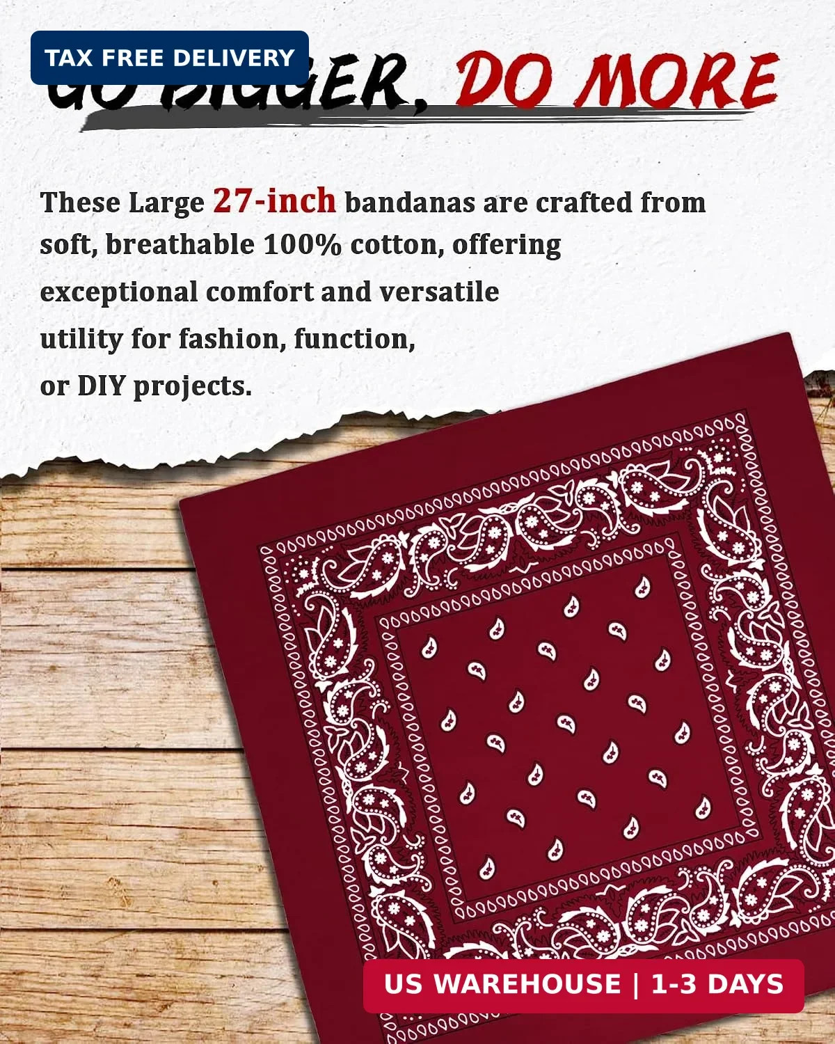 Bycc Bynn Large 27″ x 27″ 100% Cotton Bandanas – Set of 4