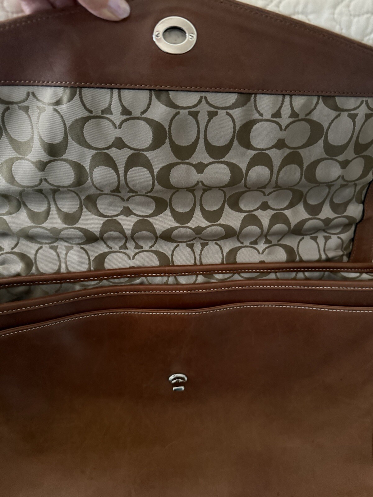 COACH leather brown shoulder bag briefcase laptop bag gently used as shown