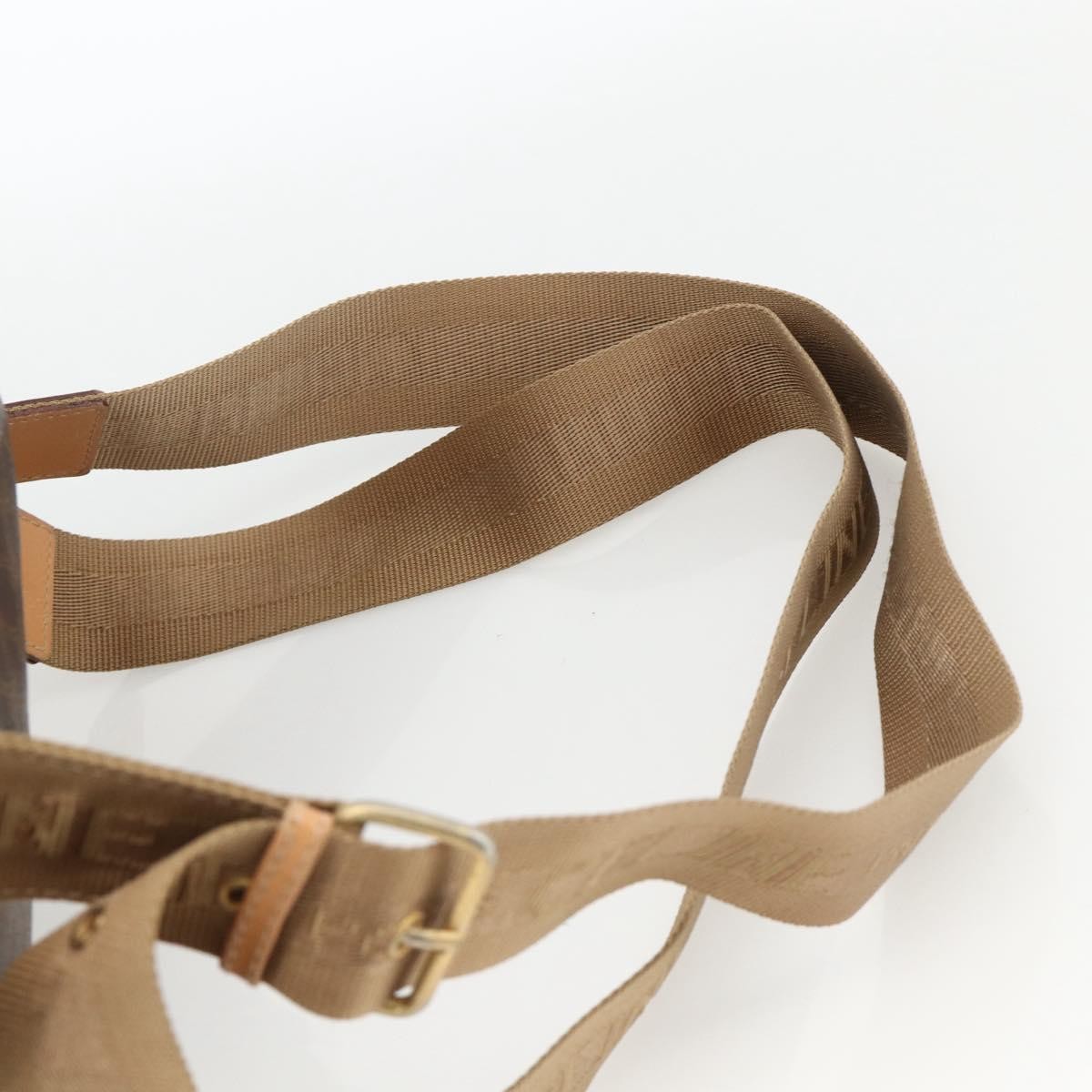 CELINE Macadam Canvas Backpack PVC Leather Brown Gold Auth ARZ862