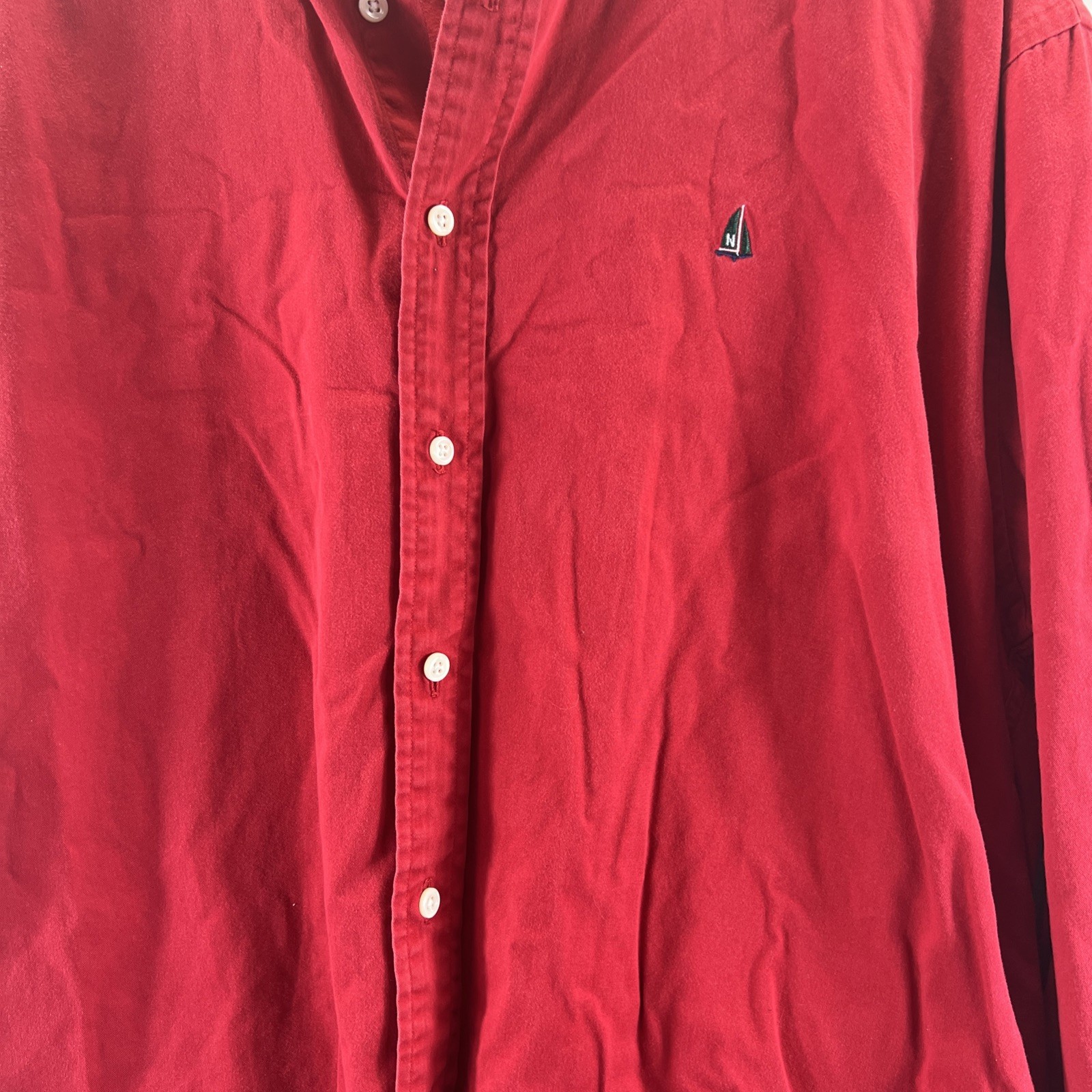 Norsport Red 100% Cotton Long Sleeve Button Down Collared Shirt Men’s Size L