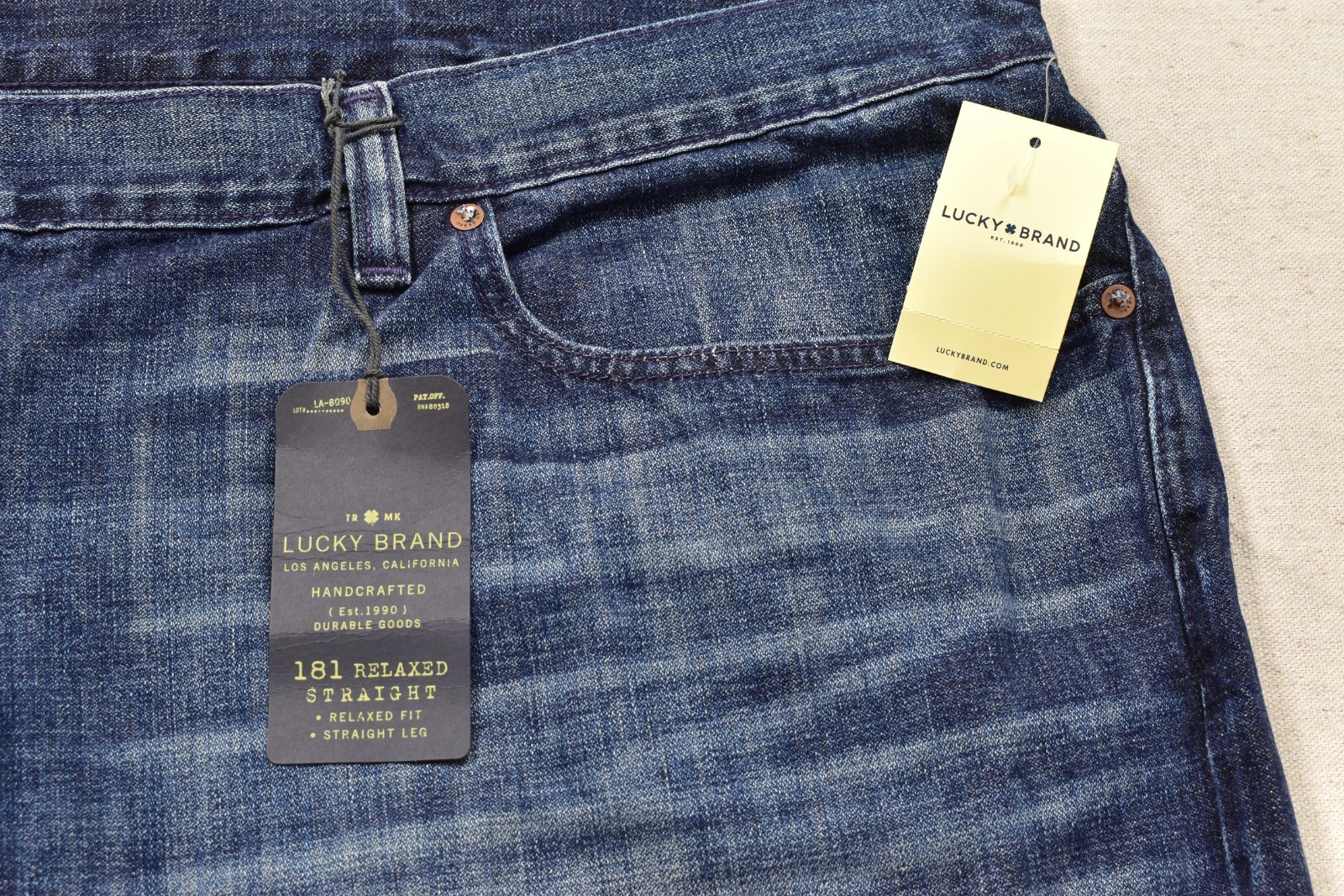 Lucky Brand Men’s 181 Relaxed Straight BIG 54×32 Blue 100% Cotton Jeans NEW