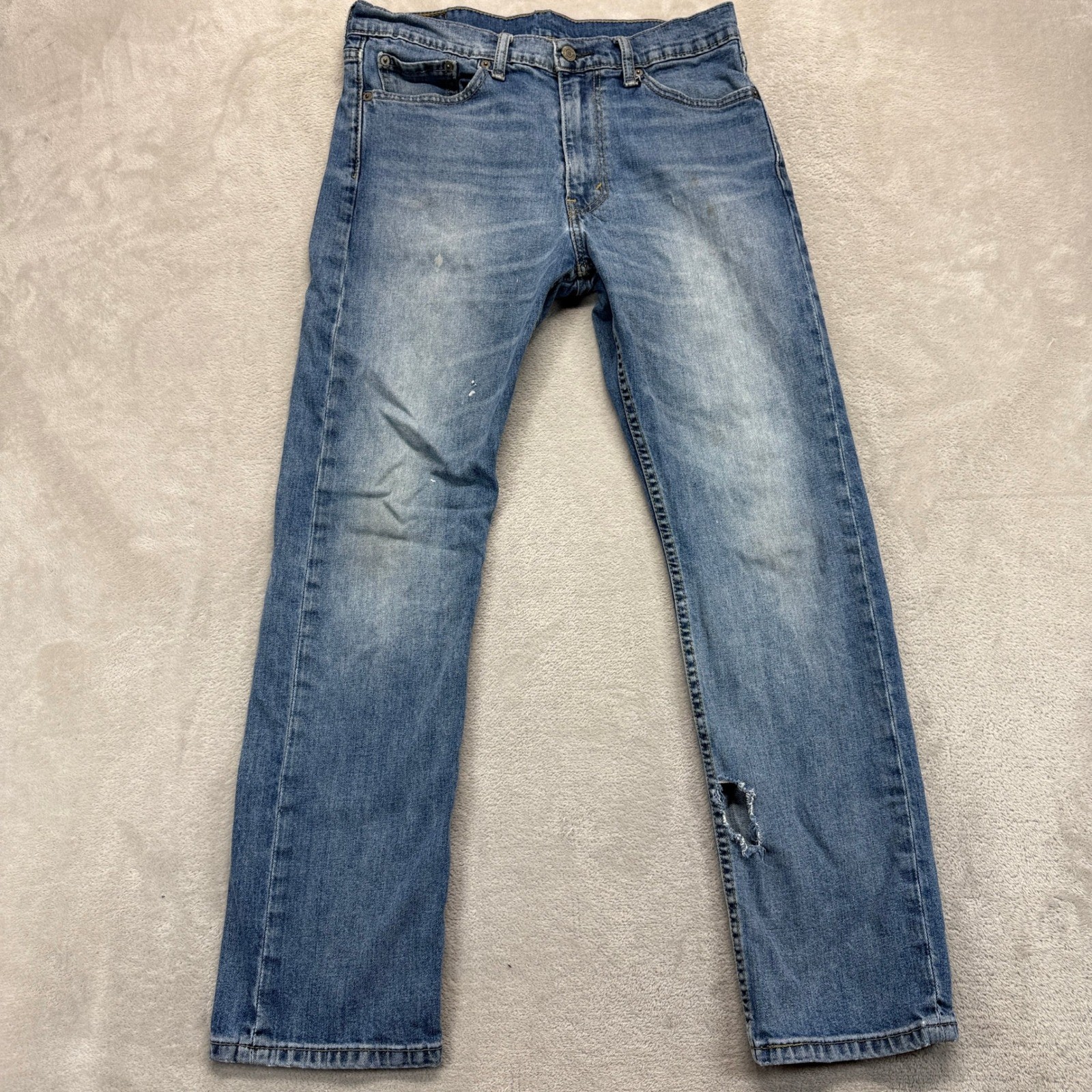 Levi’s 513 Jeans Men’s 32×30 Slim Straight Blue Destroyed Medium Wash Denim