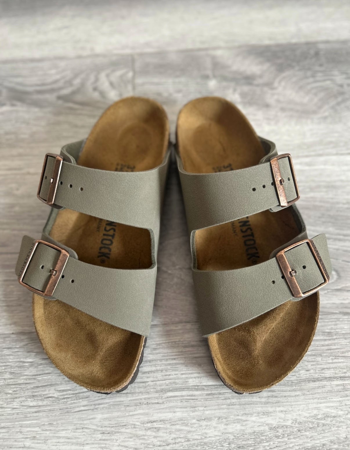 Birkenstock Arizona Stone Birko-Flor Leather Unisex EU37-45 Sandals
