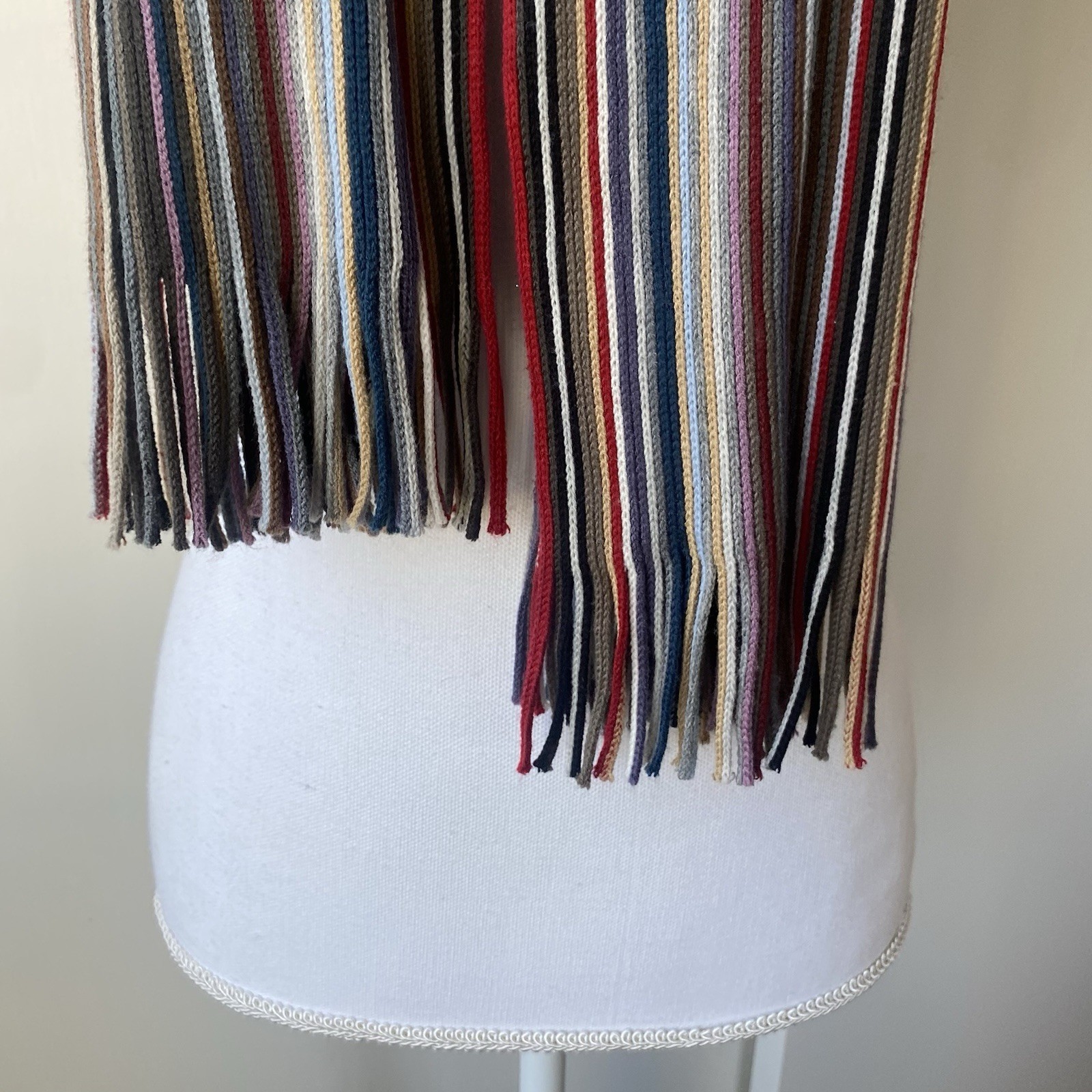FRAAS Scarf Striped Red Gray Beige Teal Purple Black Fringe Soft Men’s Women’s