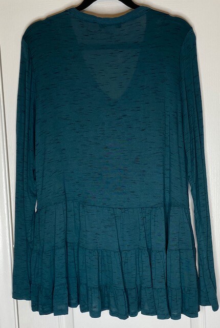 Medium New Teal Blue Embroidered Babydoll Peasant Top Lace Blouse Tee Top
