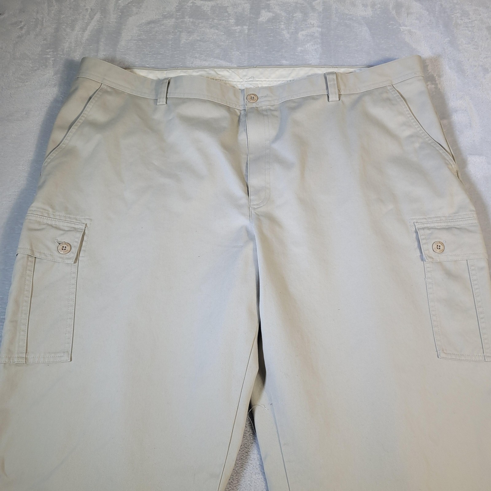 LL Bean Pants Mens 46×30 Beige Cargo Classic Fit Cotton Workwear Casual