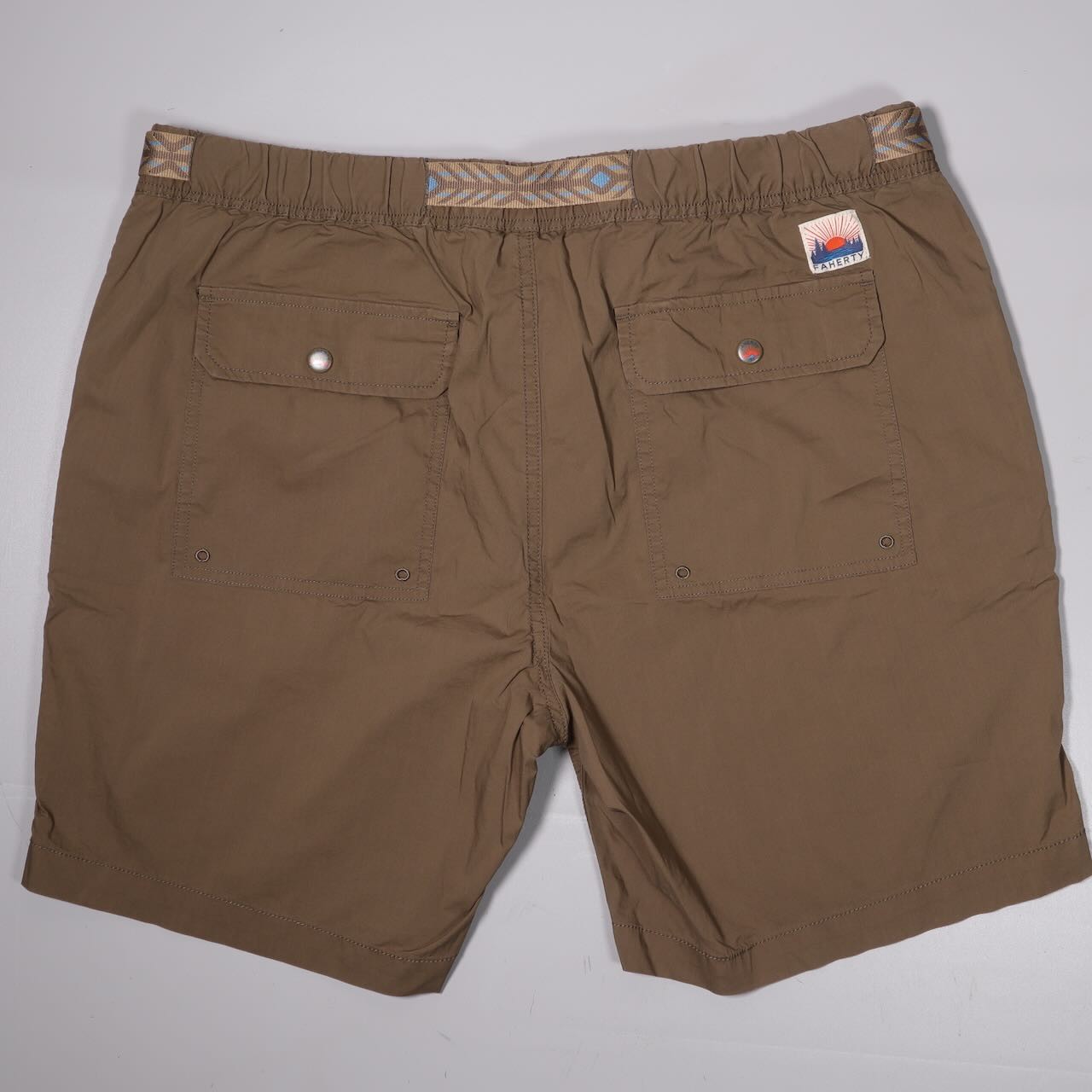 Faherty Belted Hybrid Shorts Brown Lightweight Cotton Stretch Casual Mens XL x 8