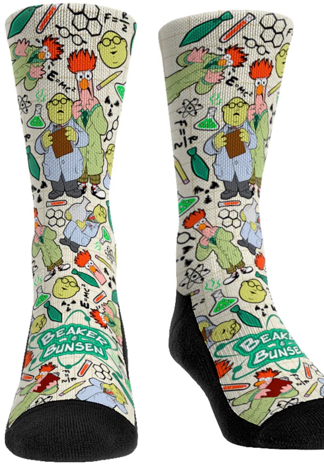 Retired Rockem Rock em Unisex Socks Adult L/XL BEAKER & DR. BUNSEN HONEYDEW ALL
